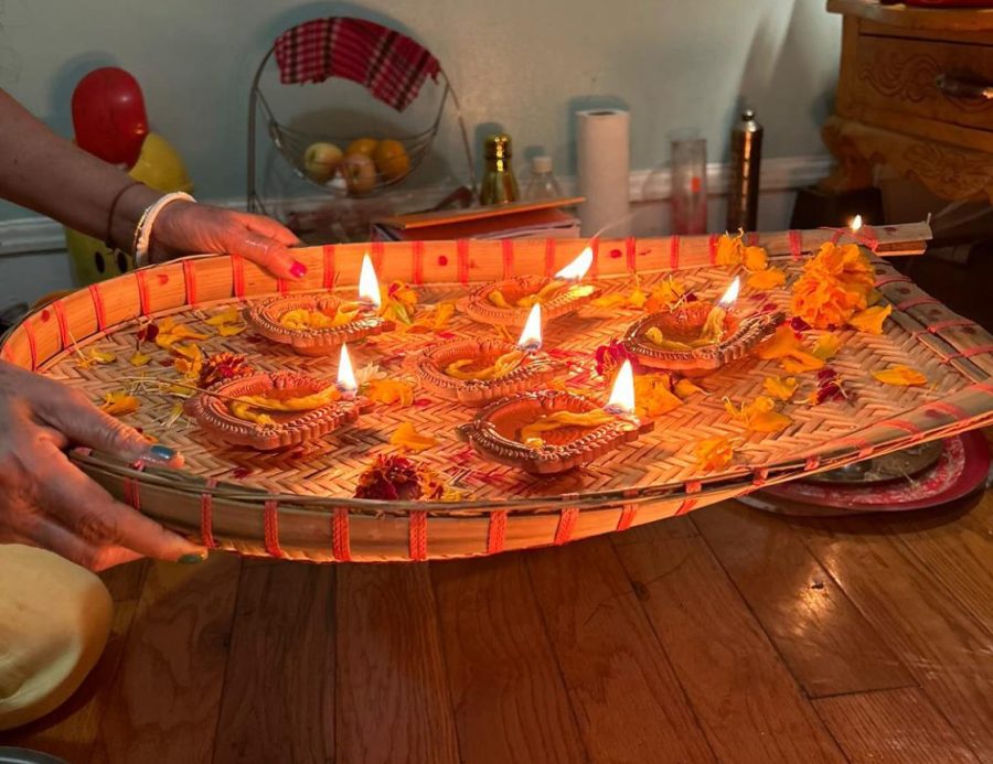 Diyas from the Diwali celebrations of Saranika Chakraborty (‘25)