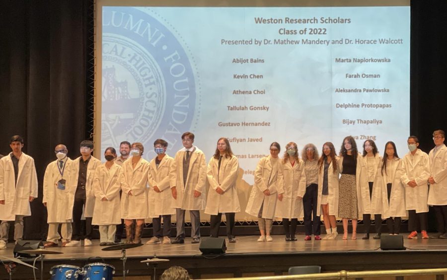 The 2022 Weston Research White Coat Ceremony awarding the efforts of the graduating Weston Scholars.
