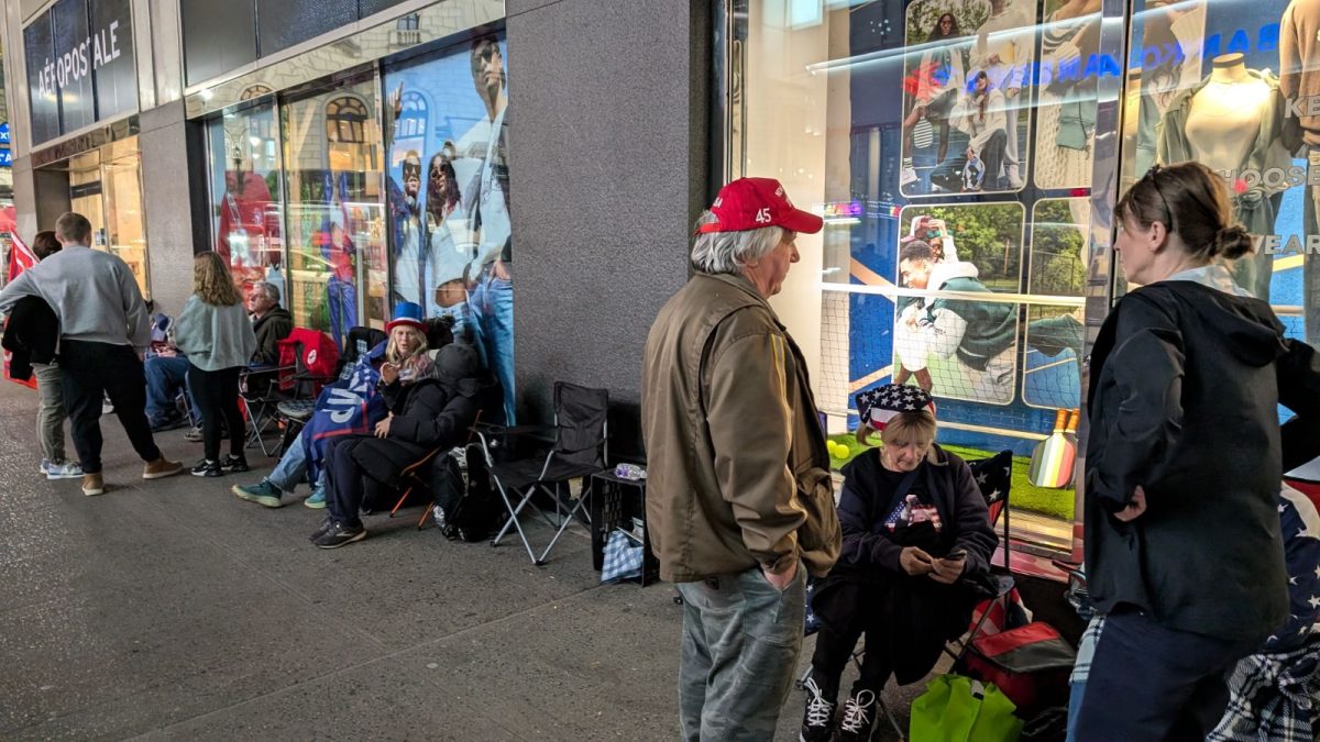 Trump supporters camped out in Midtown, Manhattan the night before the rally. Many traveled from Staten Island, New Jersey and Long Island; Republican strongholds in the Tri-State area. 