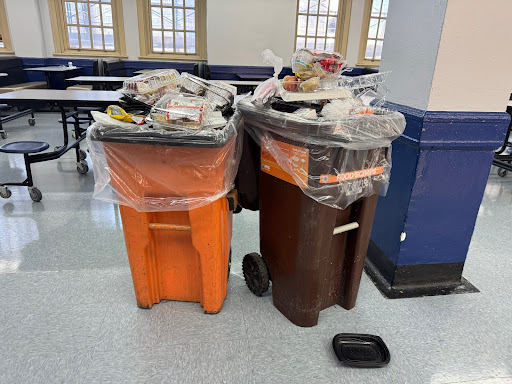 Composting bins in the cafeteria